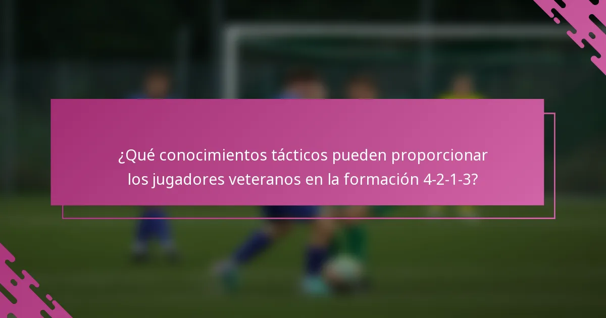 ¿Qué conocimientos tácticos pueden proporcionar los jugadores veteranos en la formación 4-2-1-3?
